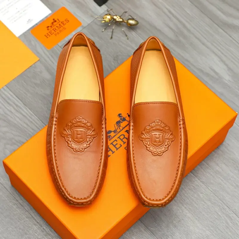 hermes cuir chaussures pour homme s_1257120